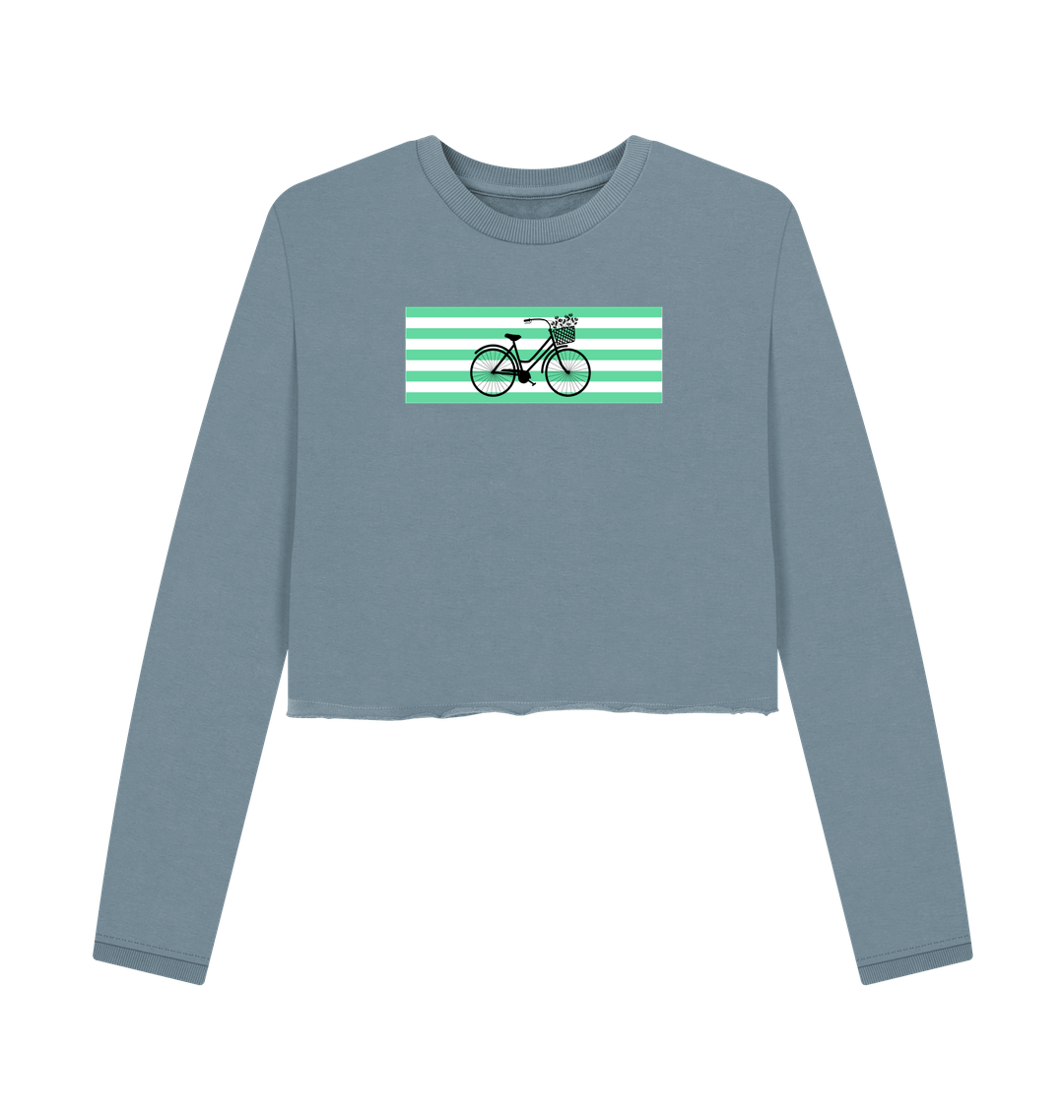 Stone Blue Printed Boxy Jumpers