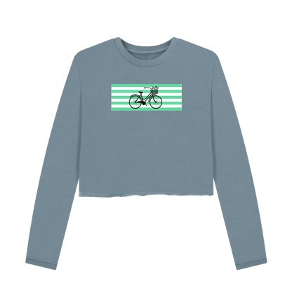 Stone Blue Printed Boxy Jumpers